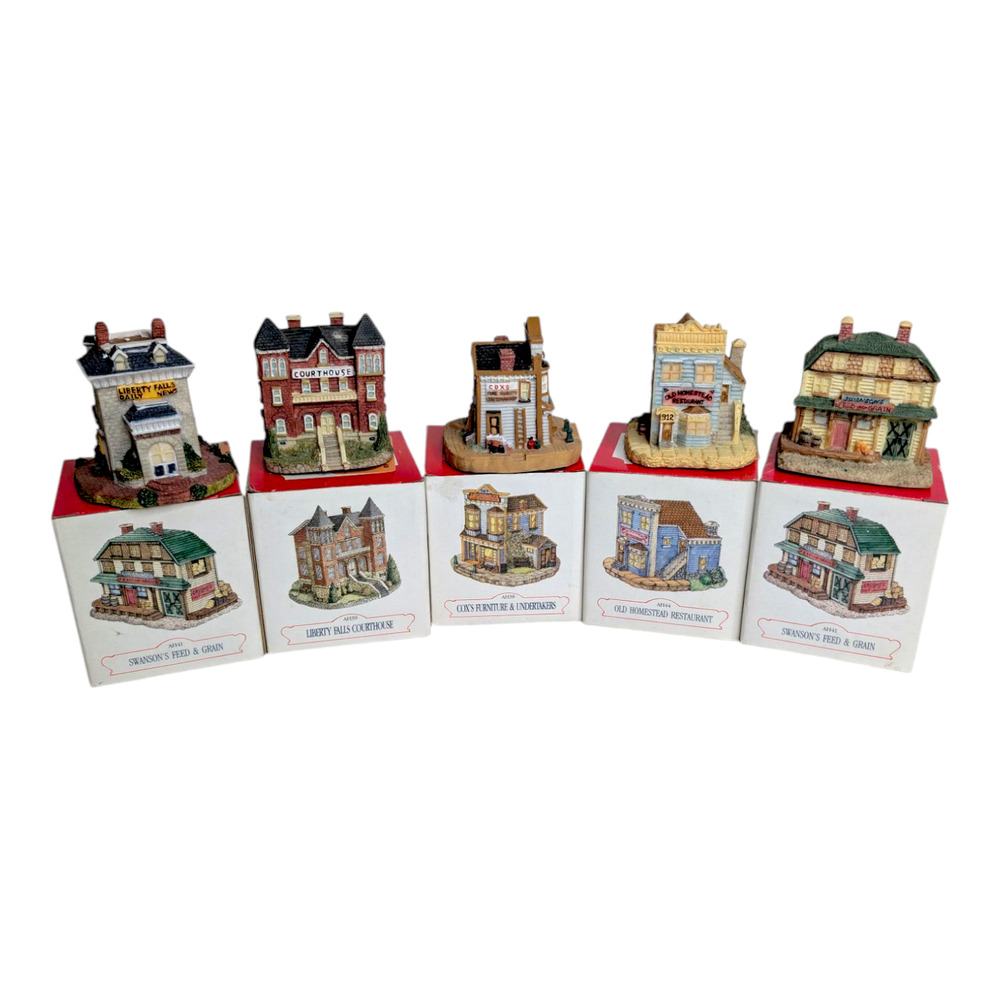 Set of 5 Liberty Falls American Collection Village Town Houses Vtg with Boxes